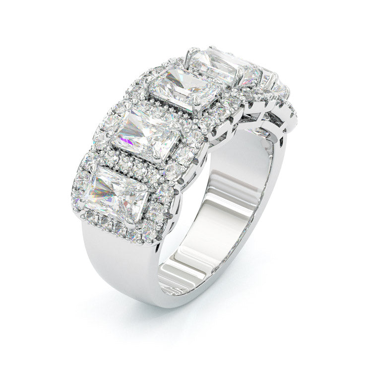 Jorrio emerald cut halo dazzling sterling silver ring