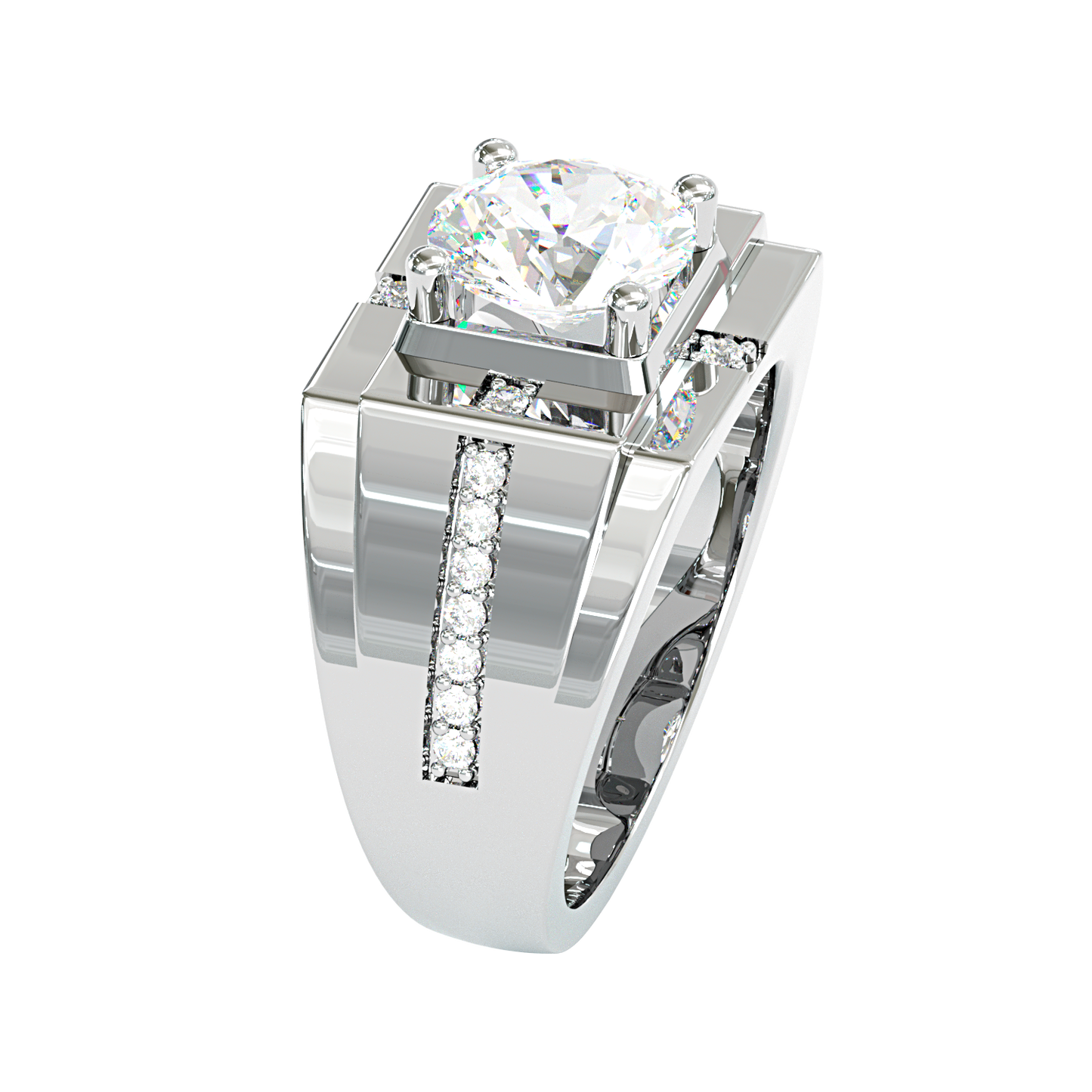 Jorrio handmade geometric round cut bold brilliance men's ring