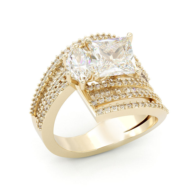 Jorrio radiant&marquise cut classic sterling silver ring