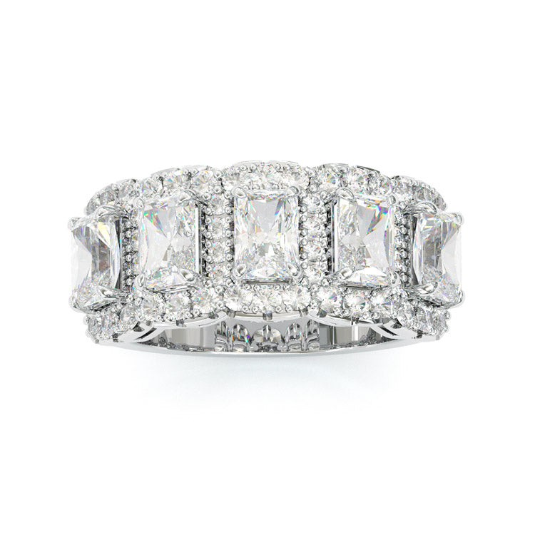 Jorrio emerald cut halo dazzling sterling silver ring