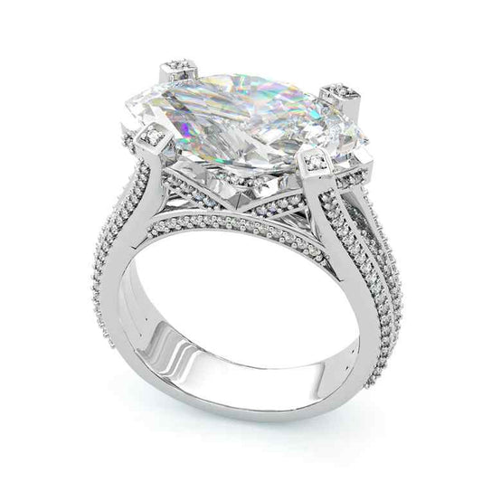 Jorrio Handmade Marquise Cut Vintage Sterling Silver Wedding Engagement Ring