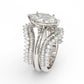 Jorrio handmade 3 ct marquise cut 3 pcs vintage diamond sterling silver wedding bridal ring set