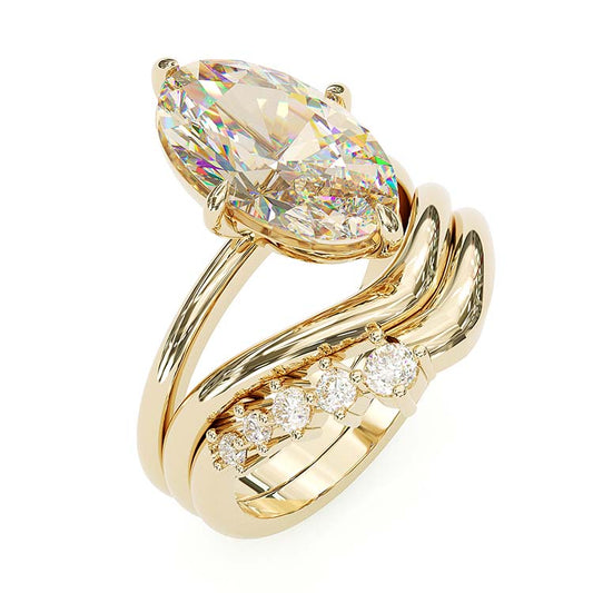 Jorrio handmade 5ct gold oval cut brilliant sterling silver wedding bridal ring set