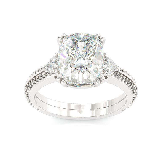 Jorrio handmade 10 ct cushion cut halo sterling silver diamond engagement ring