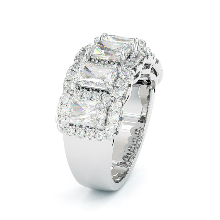 Jorrio emerald cut halo dazzling sterling silver ring