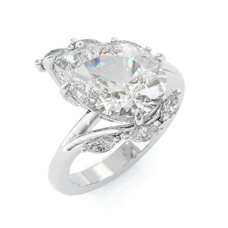 Jorrio delicate gold pear cut sterling silver ring