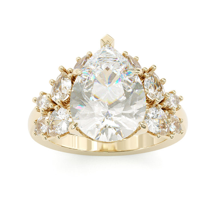 Jorrio handmade exquisite pear cut cluster design sterling silver ring