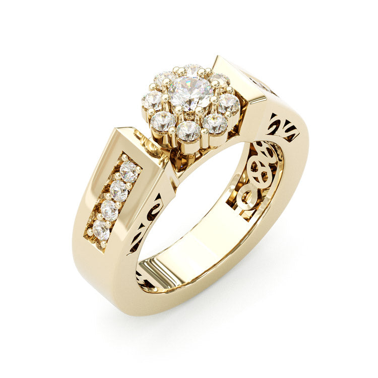 Jorrio handmade 3ct round cut arm engraved sterling silver ring