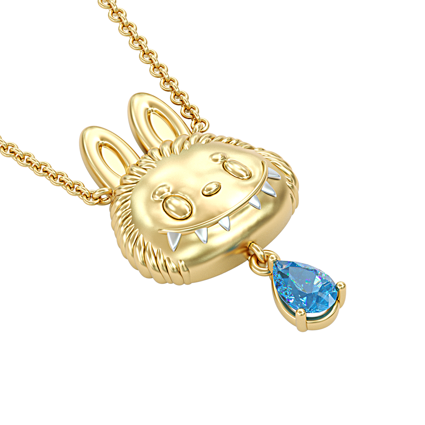 Jorrio handmade grinning elf pear shaped pendant sterling silver necklace