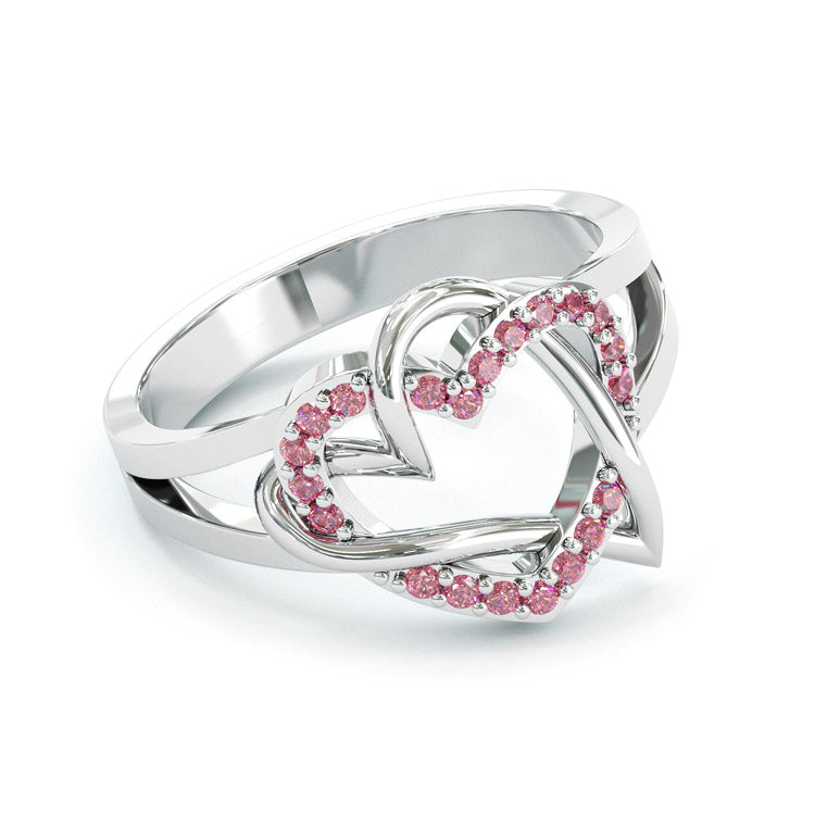 Jorrio Rhodolite heart design sterling silver ring