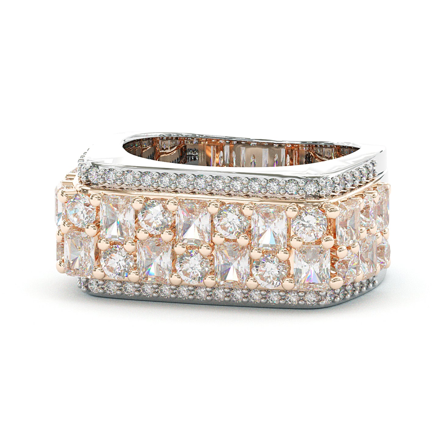 Jorrio handmade bold emerald-cut pavé brilliance men's ring