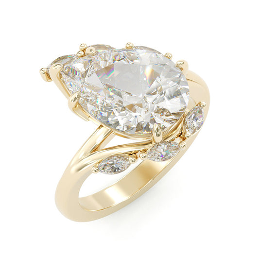 Jorrio delicate gold pear cut sterling silver ring