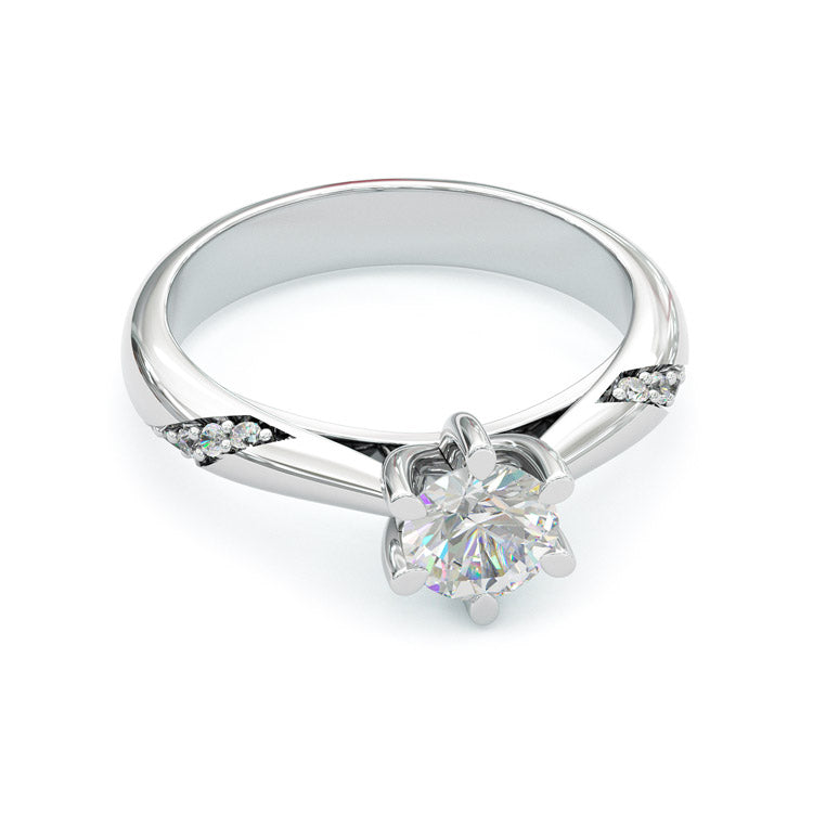 Jorrio 1ct round cut moissanite sterling silver ring