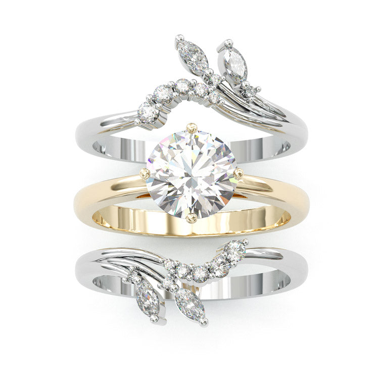 Jorrio handmade round cut vintage sterling silver ring set