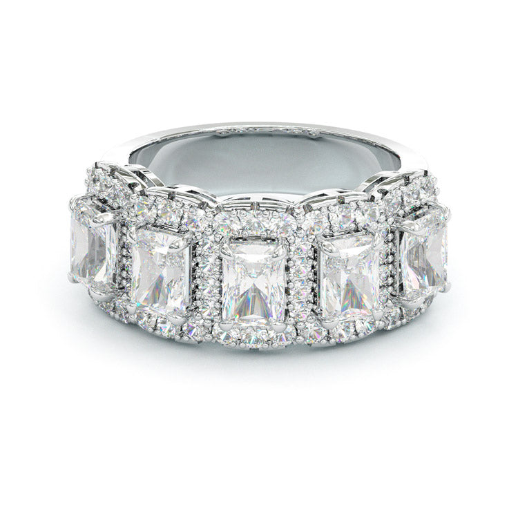 Jorrio emerald cut halo dazzling sterling silver ring