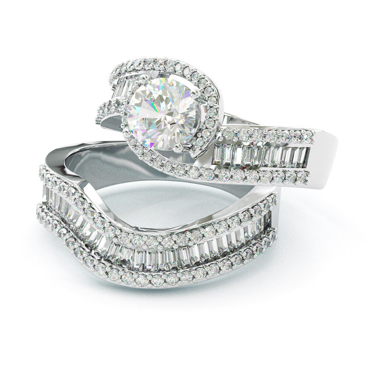 Jorrio charming round cut sterling silver ring set