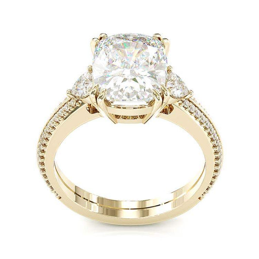 Jorrio handmade gold 10 ct cushion cut halo sterling silver diamond engagement ring