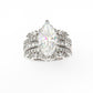 Jorrio 3 CT Marquise Cut Created 2 PCS Diamond Sterling Silver Bridal Set Wedding Ring
