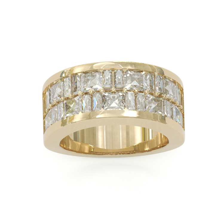 Jorrio handmade radiant & emerald cut white diamond sterling silver wedding band