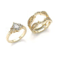 Jorrio handmade 1 ct gold marquise cut 2 pieces vintage sterling silver bridal ring set