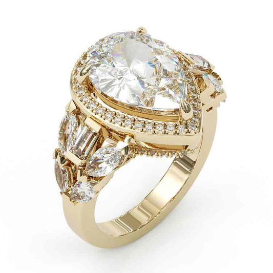 Jorrio handmade gold 5ct pear cut vintage sterling silver wedding engagement ring