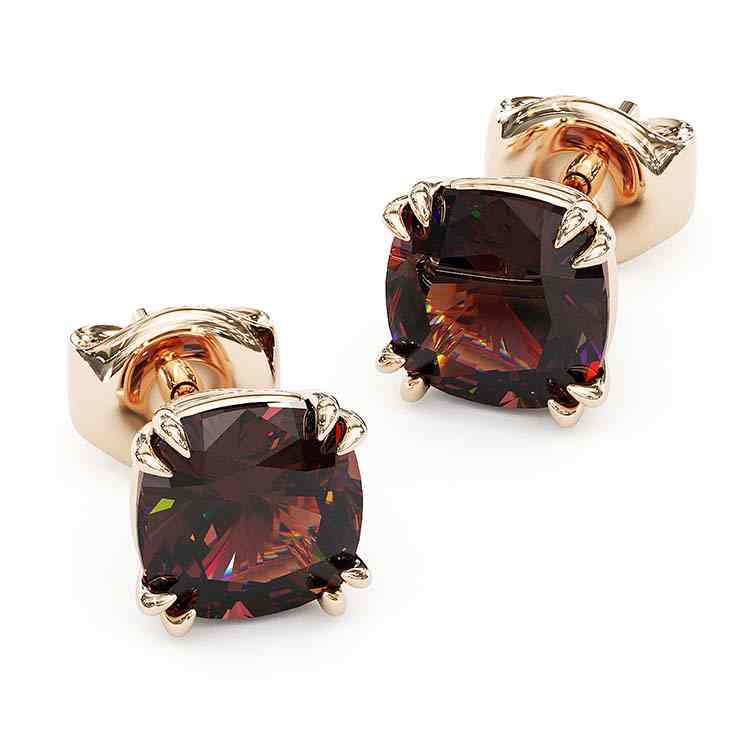 Jorrio handmade 4ct D-coffee cushion cut vintage sterling silver earrings