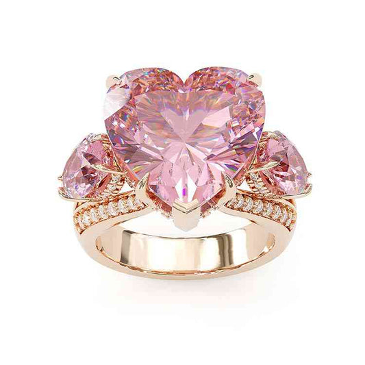 Jorrio handmade pink heart cut sterling silver diamond engagement ring