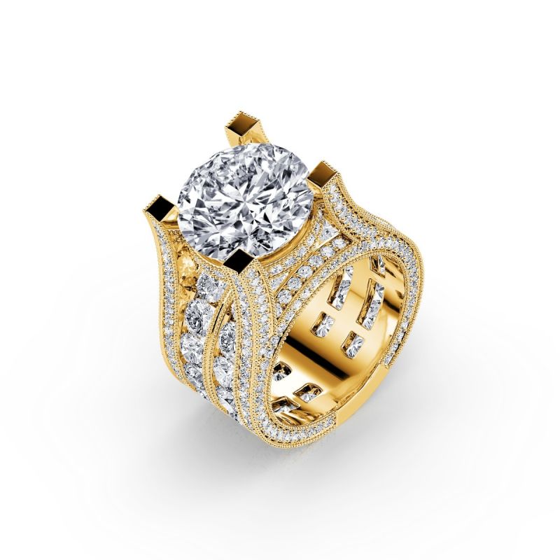 Jorrio handmade gold 5ct brilliant round created diamond sterling silver engagement ring
