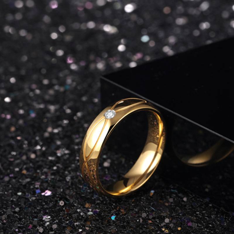 Jorrio Wide version Gold simple style Anniversary Couple Rings Set