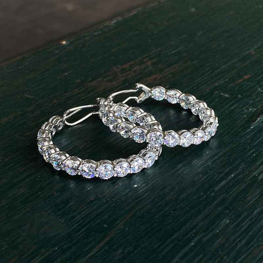 Jorrio handmade white round cut vintage style sterling silver earrings