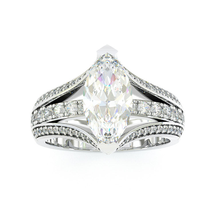 Jorrio handmade 3ct marquise cut vintage sterling silver wedding engagement ring
