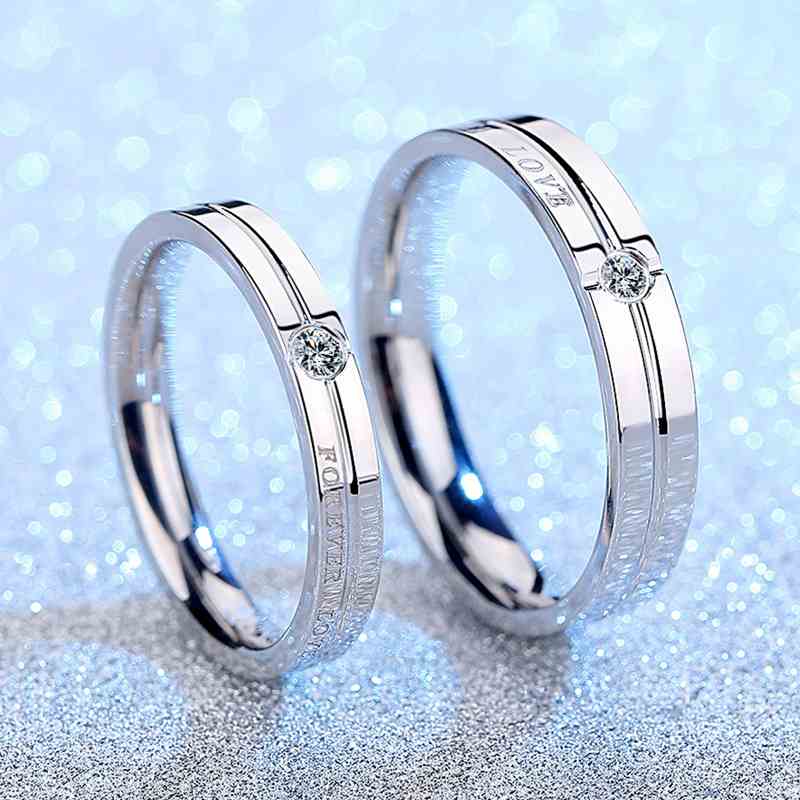 Jorrio Handmade Round Cut Forever Love Sterling Silver Couple Rings