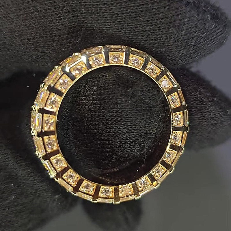 Jorrio Handmade Fully Iced Round & Emerald Cut Men’s Band Ring