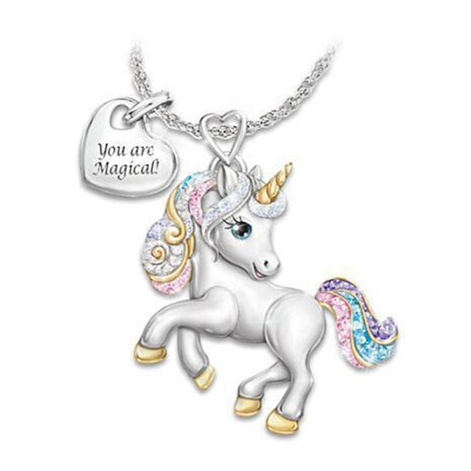 Jorrio handmade cartoon unicorn sterling silver necklace