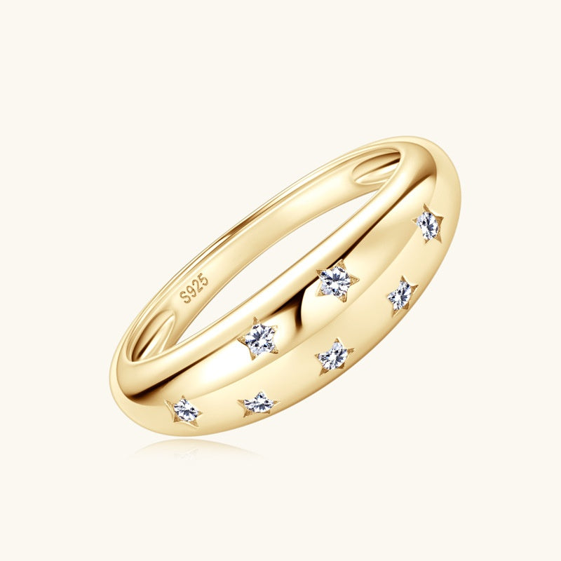 Jorrio handmade 0.11ct elegant and captivating star-adorned moissanite sterling silver ring