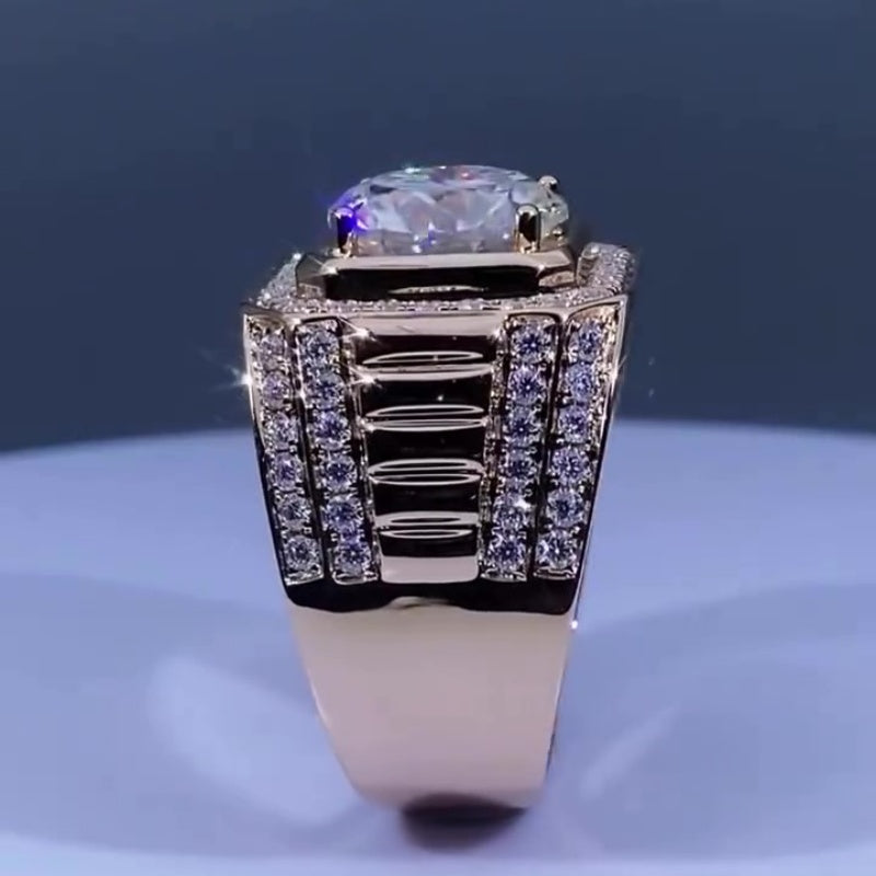 Jorrio handmade 5ct round cut pavé setting dazzling men's ring