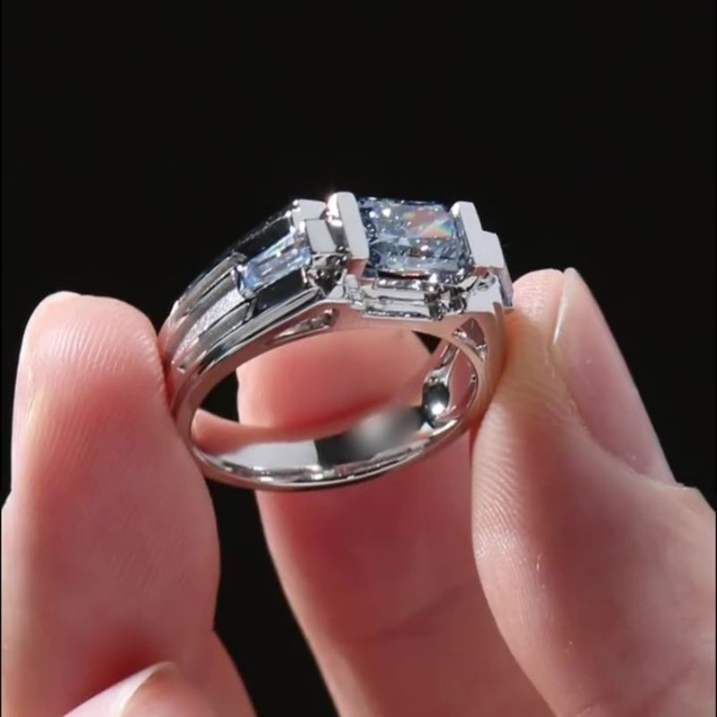Jorrio handmade 2ct cold-tone mech style statement sterling silver men's ring