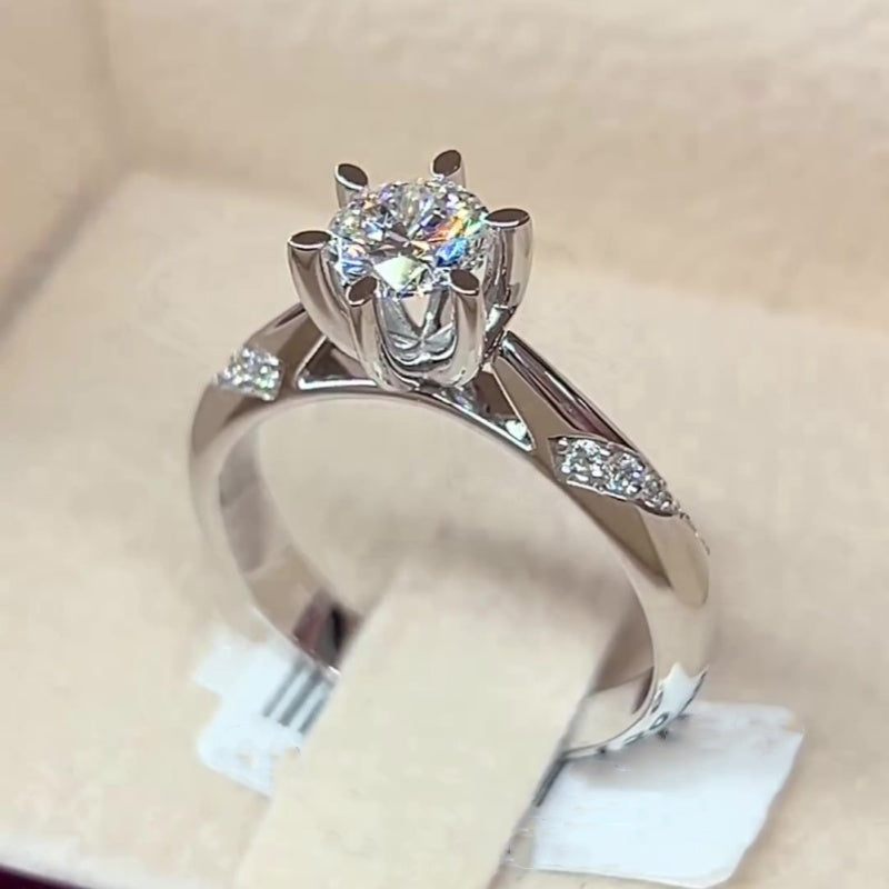 Jorrio 1ct round cut moissanite sterling silver ring