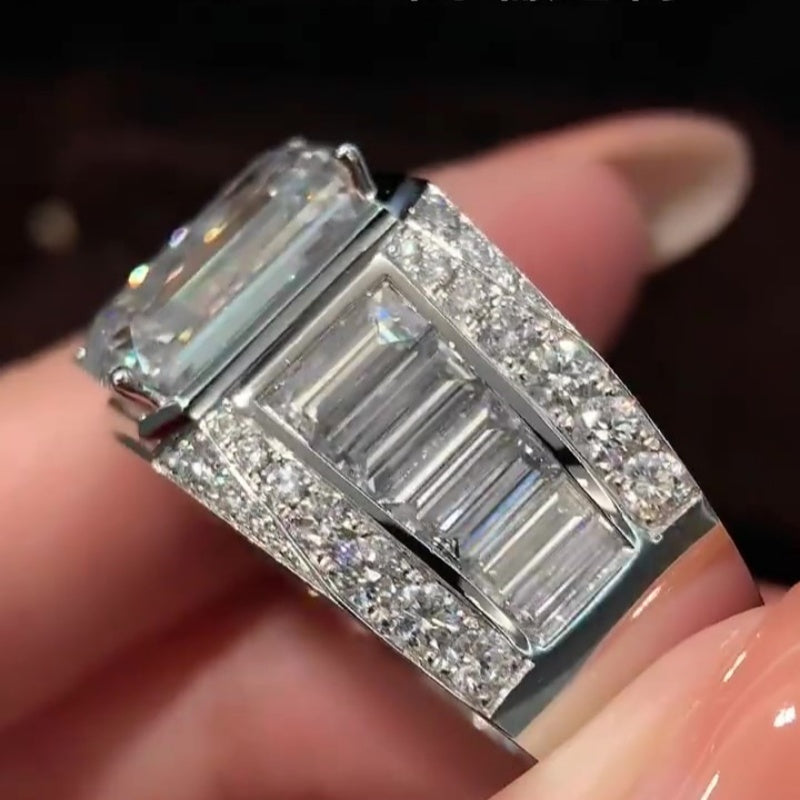 Jorrio handmade luxury & bold emerald cut masterpiece men's bling ring