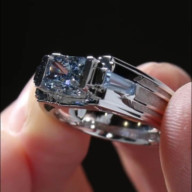 Jorrio handmade 2ct cold-tone mech style statement sterling silver men's ring