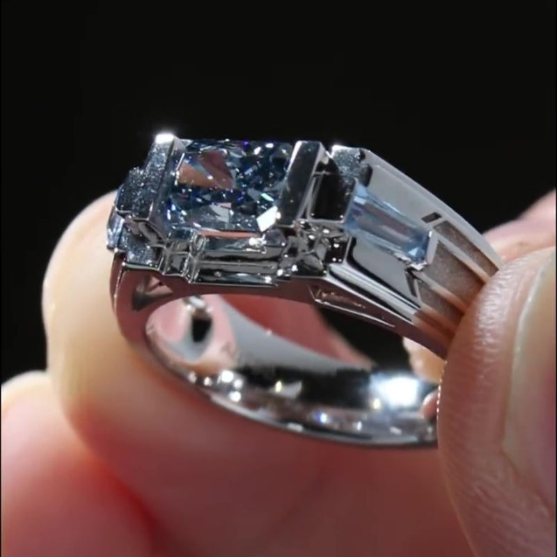 Jorrio handmade 2ct cold-tone mech style statement sterling silver men's ring