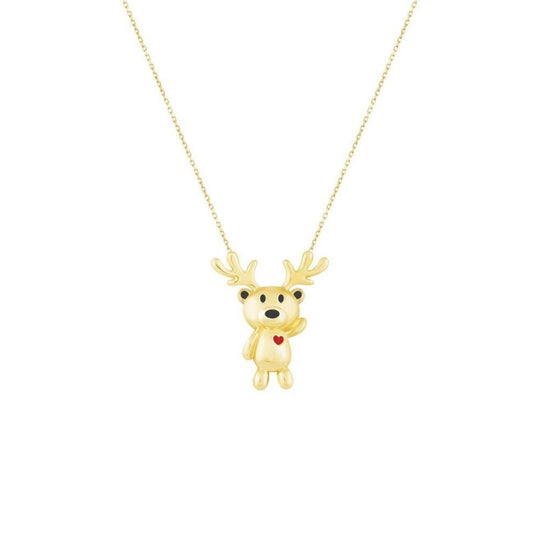 Jorrio handmade cute bear antler fashion sterling silver necklace