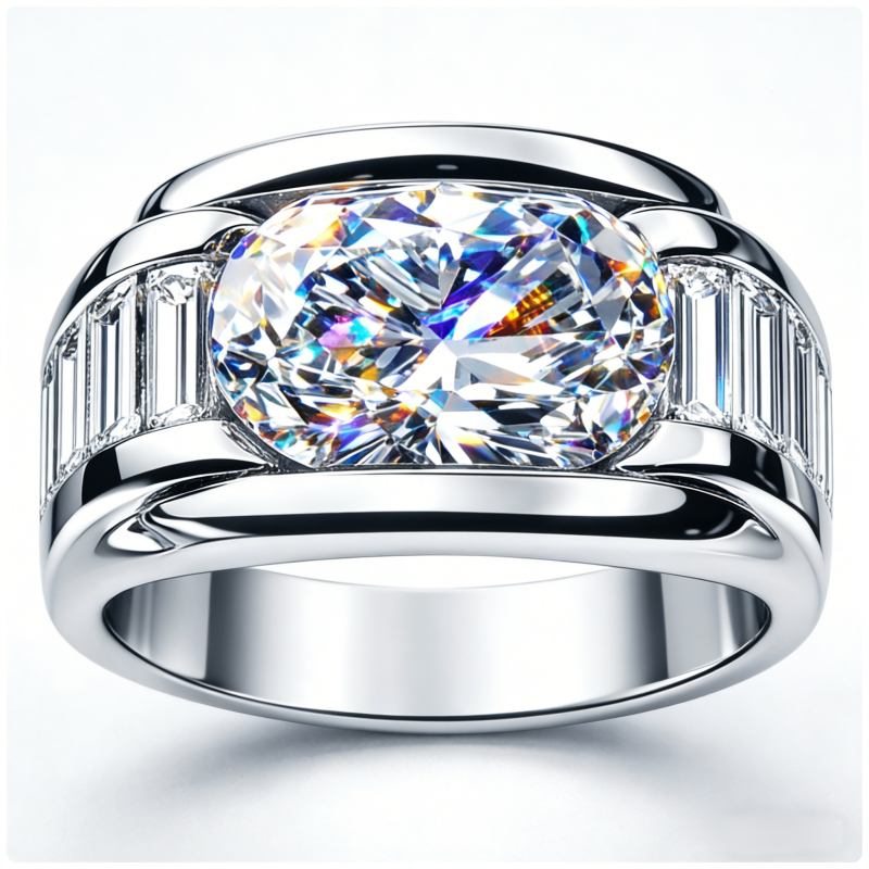 Jorrio Handmade Iced Out Oval Cut Modern Luxury Men's Ring