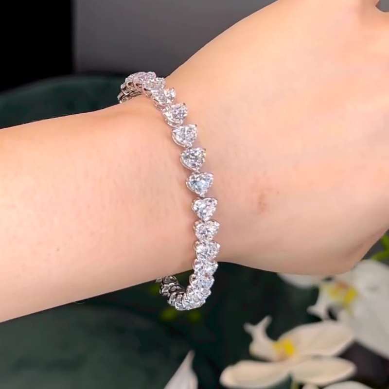 Jorrio handmade white heart shape multi stone sterling silver bracelet