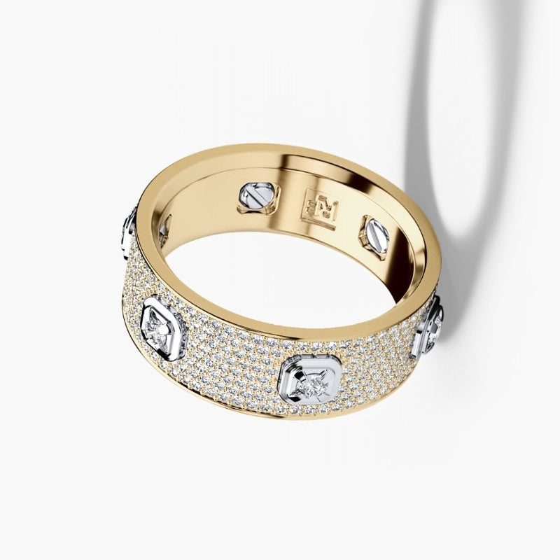 Jorrio handmade radiant bezel-set round cut sterling silver men's band