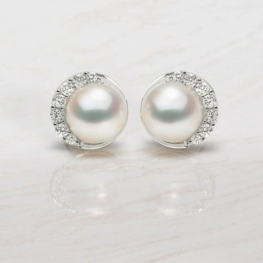 Jorrio handmade round cut pearl classic sterling silver earrings