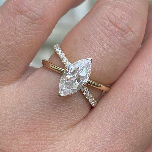 Jorrio handmade 3 ct gold marquise cut stunning sterling silver engagement ring