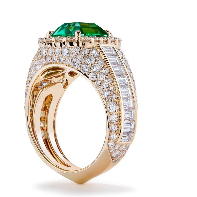 Jorrio handmade gold 4 ct emerald sterling silver engagement ring