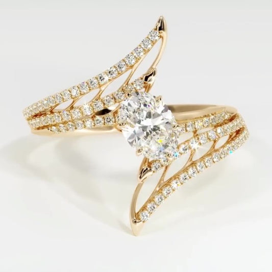 Jorrio handmade gold oval cut vintage sterling silver engagement ring