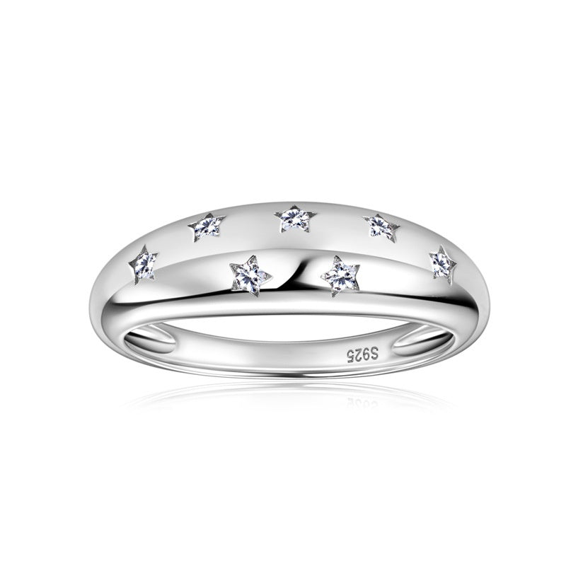 Jorrio handmade 0.11ct elegant and captivating star-adorned moissanite sterling silver ring